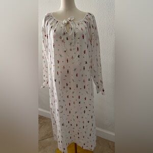 White Long Sleeve Dress with Colorful Print